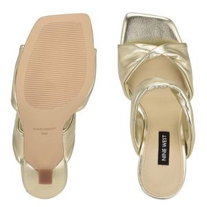 Nine West See Ya Womens Sandal Square Toe Pumps, Gold Size 9W